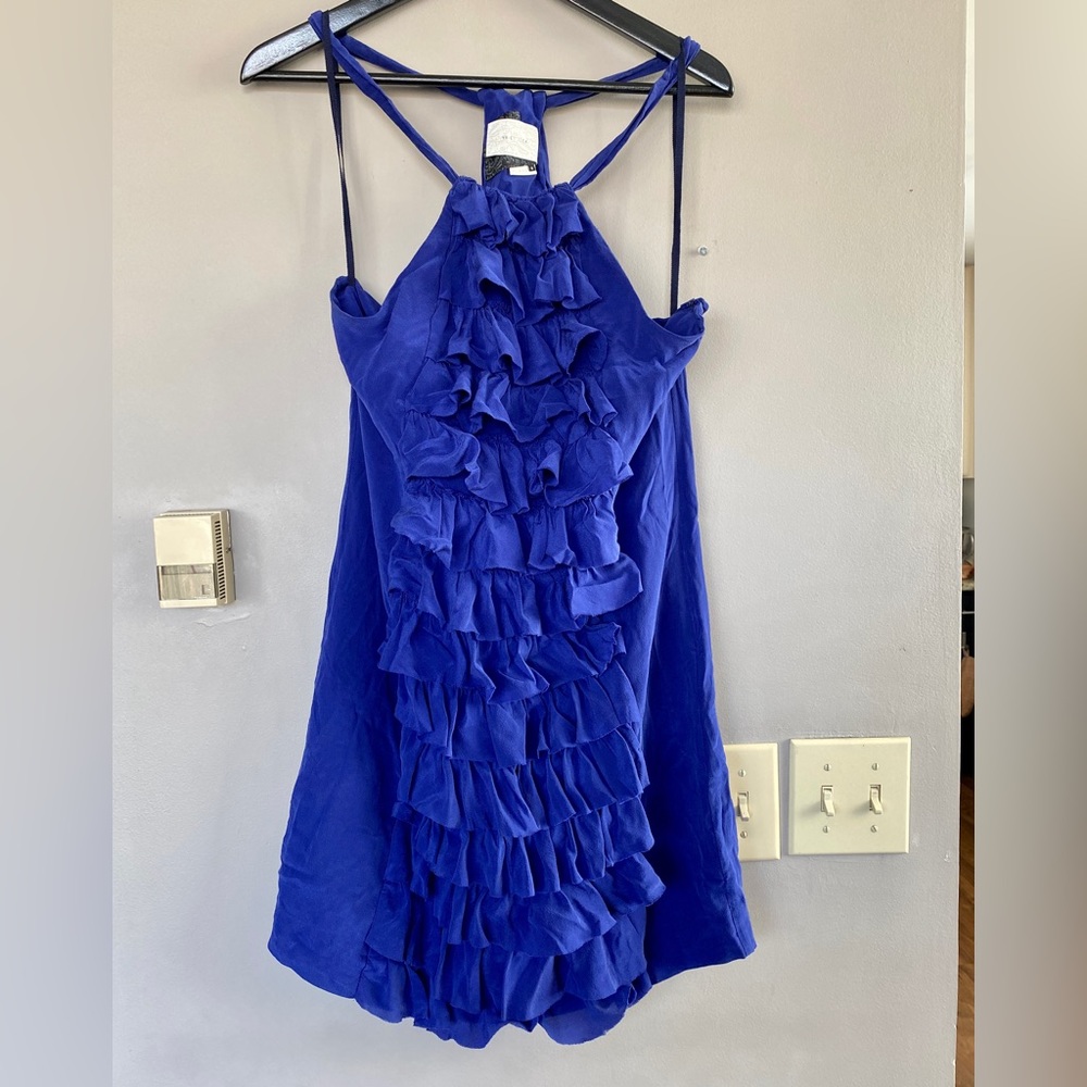 LIKE NEW Va et Vien Ruffled Royal Blue Dress size 8